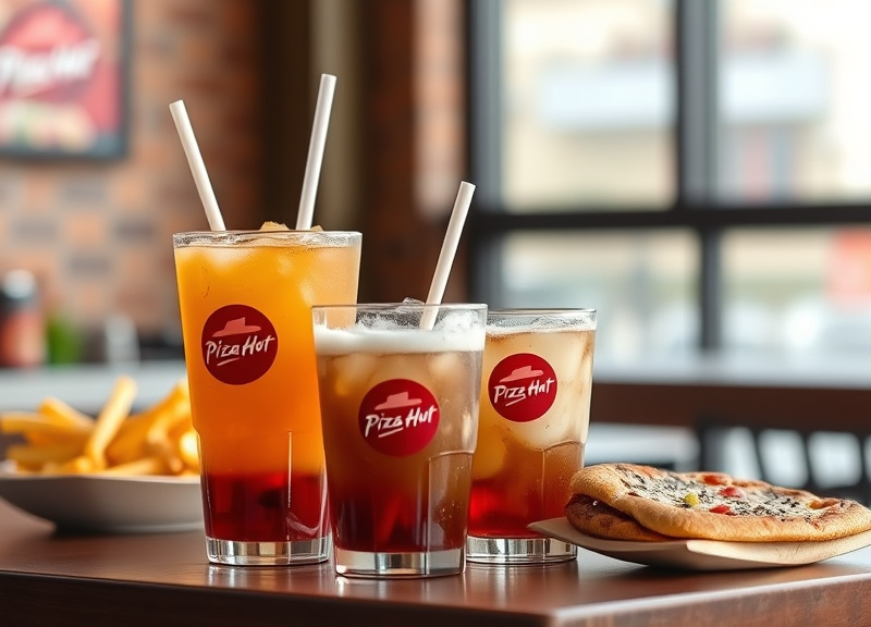 What is the calorie range of Pizza Hut beverages?